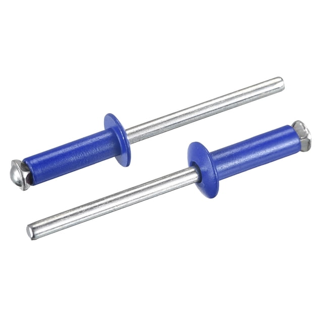 Unique Bargains 5mm x 16mm Aluminum Open End Flat Round Head Blind Rivets, Blue 25 Pack