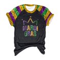 thumbnail image 4 of Vinsonshop Mardi Gras Womens Shirt Fat Tuesday Carnival Costume Crew Neck Graphic T Shirts Graphic Party Top T Shirts for Women Loose Fit Graphic Tee Holiday Outfit for Women Black XL, 4 of 4