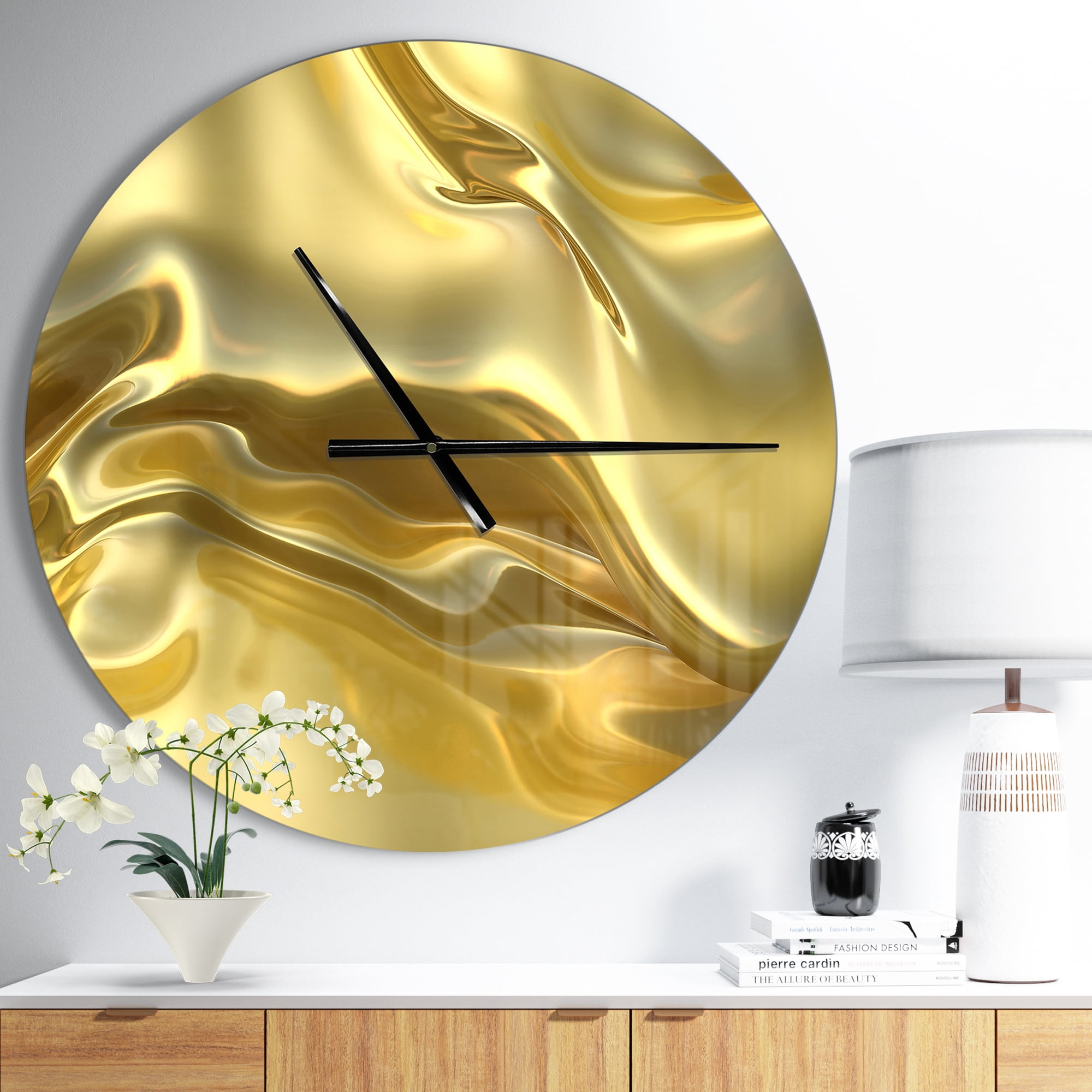 Designart 'Golden Cloth Texture ' Modern wall clock