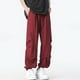 thumbnail image 1 of Pantalones largos para hombre, de color liso, holgados, informales, con bolsillos, funcionales, con cordón, de trabajo, de poliéster., 1 of 8