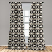 Boho Curtains 2 Panels Set, Ikat Style Pattern Geometrical Diamond and Triangles Art Design, Window Drapes for Living Room Bedroom, 56"W X 95"L, Multicolor, by Ambesonne