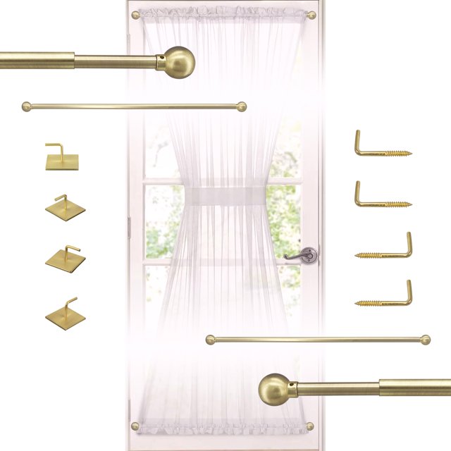 Barras de cortina ARNORX French Door, 40-70 cm, latón cepillado, paquete de 2