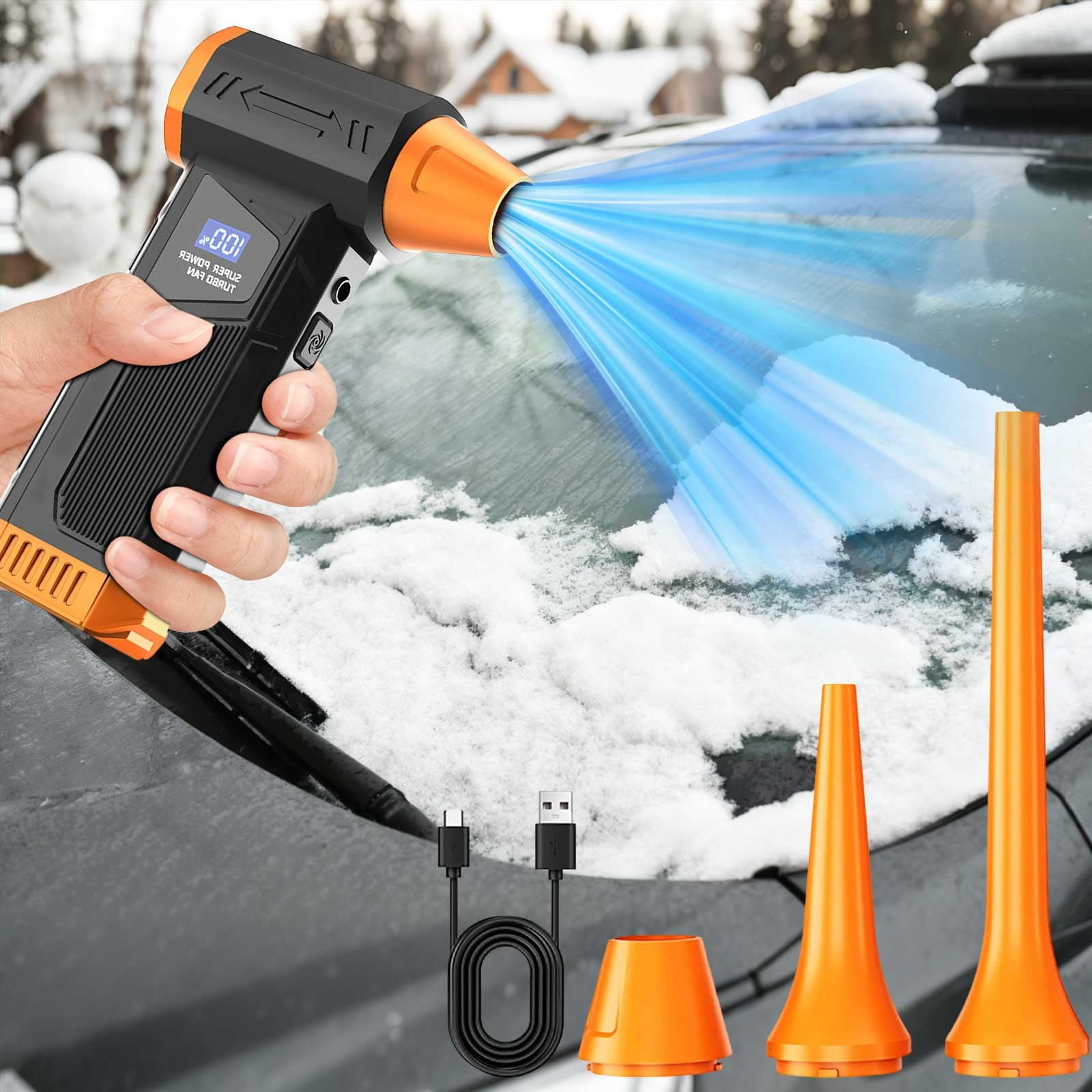 Cordless Electric Air Duster 110000RPM High Speed Blower, Powerful Compressed Air Cleaner with 4 Speed Control and Multi Nozzles for Computer Keyboard Car Detailing Electronics