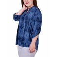 thumbnail image 2 of NY Collection Women's Plus Size 3/4 Sleeve Roll Tab Y Neck Top, 2 of 4