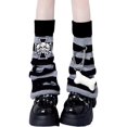 thumbnail image 1 of Harajuku Punk Striped Knitted Leg Warmers Japanese Women Gothic Skull Crosses Long Socks Leggings Boot Cuffs Foot Covers, 1 of 5
