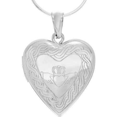 Brinley Co. Women's Sterling Silver Claddagh Heart Locket Pendant Fashion Necklace