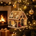 thumbnail image 4 of Christmas House Shaped DIY Diamond Art Hanging Ornament, VVQ Handmade Xmas Candy House Kit with Wooden Base Rhinestones for Decor, 4 of 7