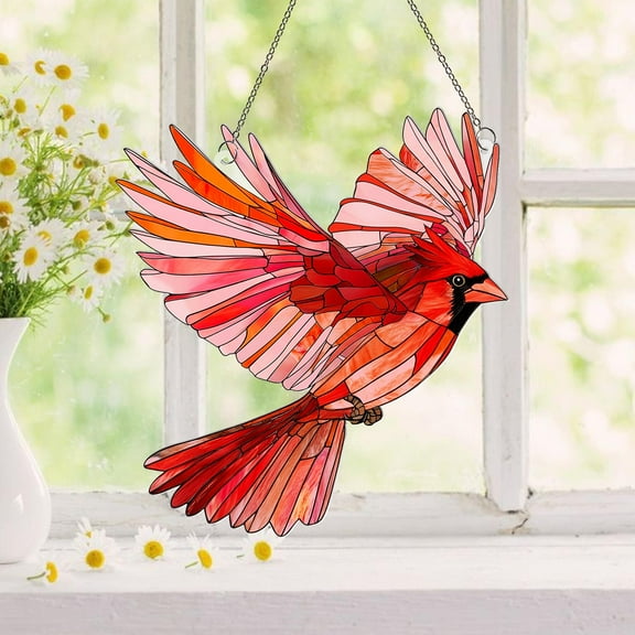 Red Cardinal Suncatcher: Acrylic Bird Window Hanging