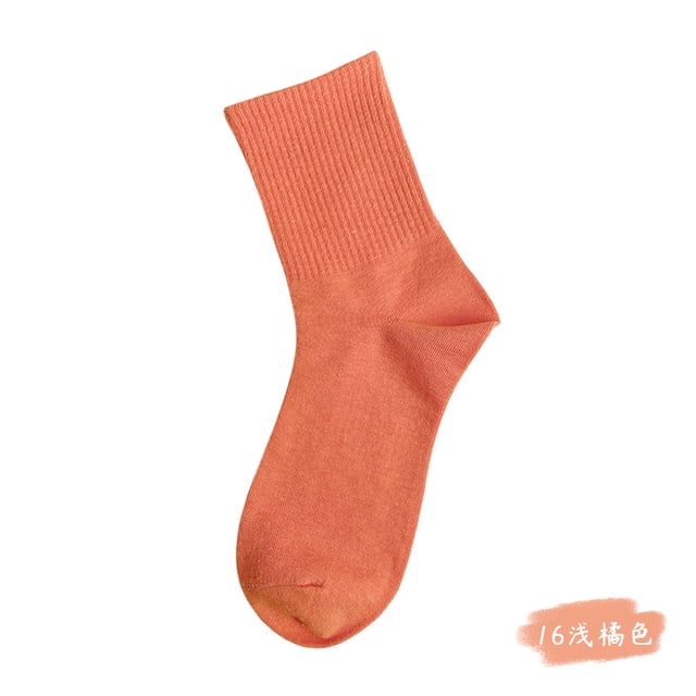 Xiao Hua 3 pares de calcetines de algodón para mujer, finos, suaves, cómodos, transpirables, de vestir, por encima del tobillo, para negocios y uso informal (naranja claro).