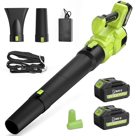 HOTREE Cordless Leaf Blower, 600 CFM, 170 MPH, 3-Speed, with 2 x 2.6Ah Batteries, for Lawn, Patio and Dust Cleaning
