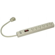 Wideskall 1.5 Feet 6 Outlets Built-in Safety Circuit Breaker Angle Plug AC Wall Power Strip ETL Listed Beige