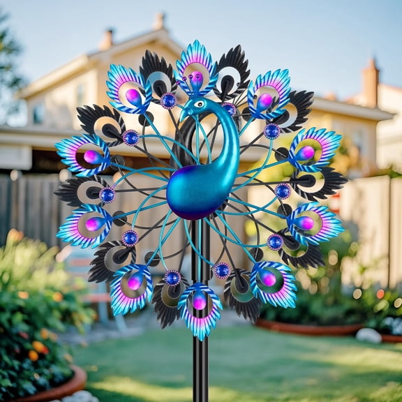 Wind Spinners Garden Decor for Outside, 360° Peacocks Windmill for Yard Decorations Outdoor, Metal Yard Art Wind Sculptures for Backyard, Patio, Lawn Ornament