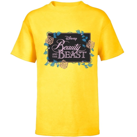Disney Beauty and the Beast Modern Florals - Short Sleeve T-Shirt for Kids - Customized-Yellow