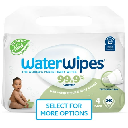 UPC: 0852401006408 | WaterWipes Plastic-Free Textured Clean Toddler & Baby Wipes 99.9% Water Based Wipes Fragrance-Free 240 Count (4 Packs)