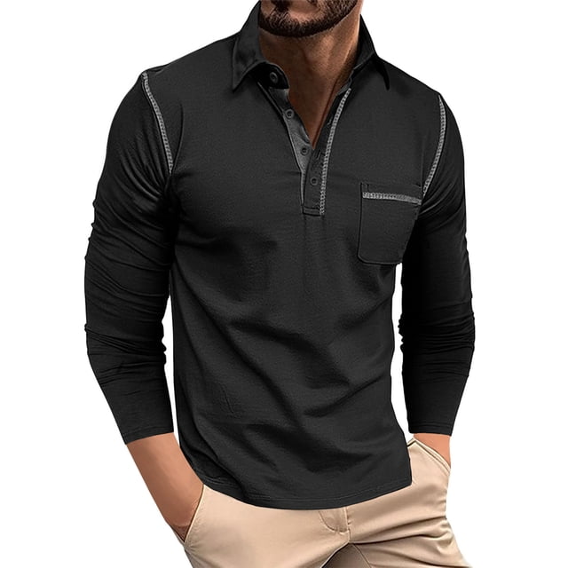 AherBiu Mens Golf Shirts Long Sleeve Stretch Quick-Drying Athletic Pullover Outdoor Running Workout Sports Button Shirt