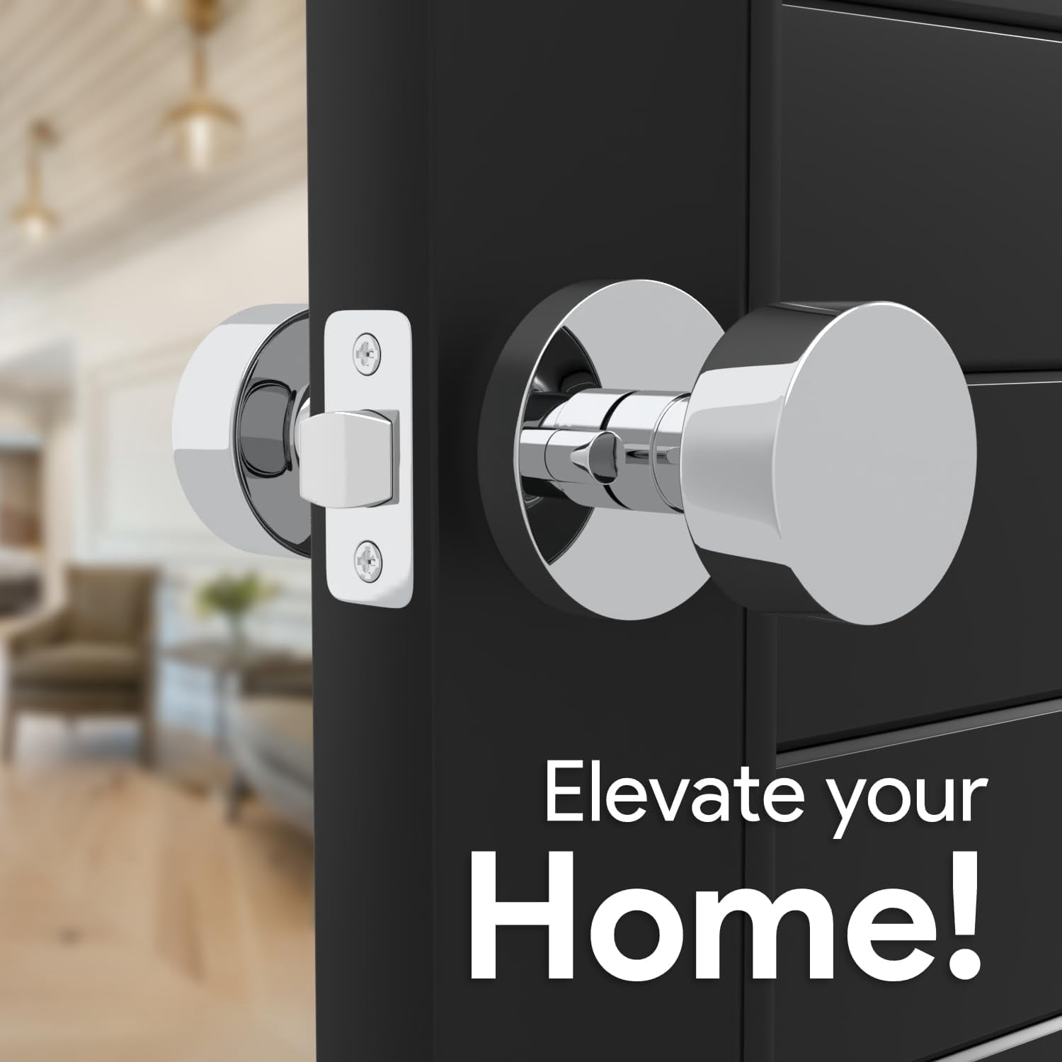 Mega Handles | Buena Privacy Door Knob | Reversible Heavy Duty Design for Hallway, Closet, Bathroom | Fits All Standard Door Sizes