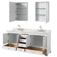 thumbnail image 3 of Wyndham Collection Deborah 80" Wood Double Bathroom Vanity in Brushed Gold/White, 3 of 6
