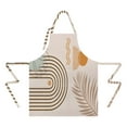 thumbnail image 2 of Brown Boho Geometric and Plant Pattern Apron-Garden Aprons for Women with Pockets-Cotton Linen Waterproof Kitchen Cooking Gardening Aprons Adjustable for Kitchen,Cooking,BBQ and Salon 33x27 Inch, 2 of 7
