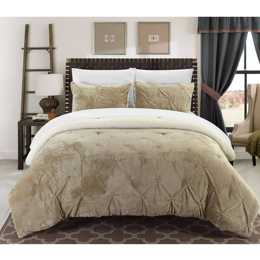 Chic Home Chiara 2Piece Solid Color Comforter Set, Twin XLong, Beige