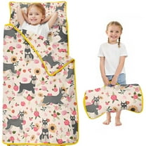 Schnauzer Dog and Flower Floral Toddler Nap Mats for Kids Preschool,Sleeping Mat Bag or Kids,Toddler Sleeping Bag,Toddler Nap Mat or Daycare