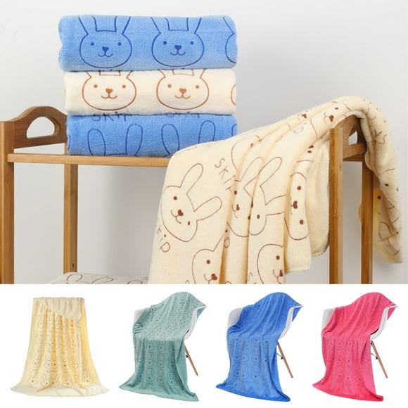 Microfiber Bath Towel Water-Absorbent Rabbit Head Print Lightweight Plush Soft Beach & Shower Towel for Adults Durable No-Shed Versatile Travel Essential Highly Absorbent