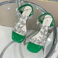 thumbnail image 6 of Tao Tao Women's Rhinestone Block Heel Sandals,2025 New Elastic Ankle Strap Sandals Open Toe Fashion Butterfly Sandals Elegant Summer Shoes For Party Green 36, 6 of 9