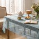 thumbnail image 4 of Mantel de gasa azul con bordado de flores, 52 x 70 pulgadas, rectangular, cubierta de mesa de tul para primavera, verano, decoración de fiesta de jardín para bricolaje, boda, fiesta, 4 of 4
