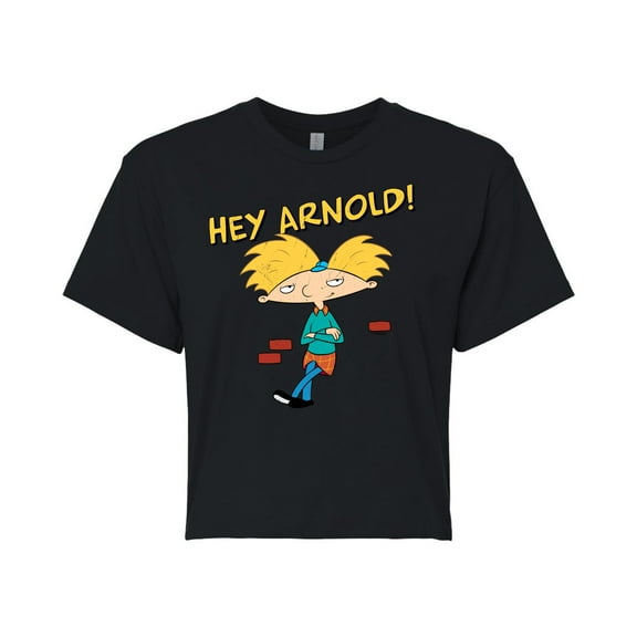Hey Arnold! - Cool Arnold - Juniors Cropped Cotton Blend T-Shirt