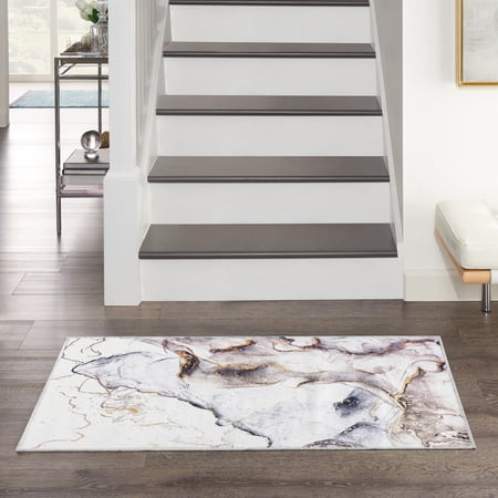 Inspire Me! Home Décor Daydream Abstract Ivory Multicolor 2'8" x 4' Area Rug (3x4)