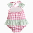 thumbnail image 6 of Baby Onesies Girl Baby Girl Sleeveless Bodysuit With Plaid Watermelon Embroidery Cute Lace And Spliced, 6 of 7