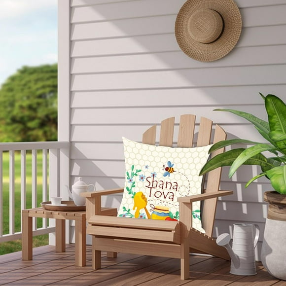 Checory Clearance Sale!Room Decor,Bee Day Bee Pillow Peach Leather Sofa Cushion Cover Honeybee Theme Honey Print Pillow Cover Festival Decoration 1pcs,Pillow Covers