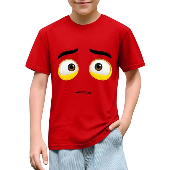 ATOGUTA Boys T Shirt Kids Casual Crewneck Short Sleeve Loose Basic Tee Tops Red, Size 3T-10
