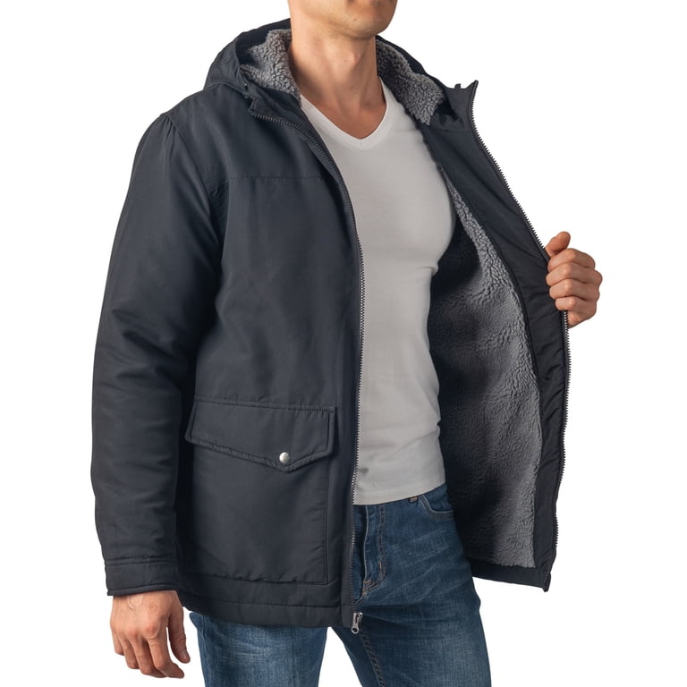 Alpine Swiss Shane Mens Sherpa Lined Parka Hooded Winter Coat  Alpine Swiss Mens Sherpa Lined Parka Hooded Winter Coat Cargo Utility Jacket L main image 1