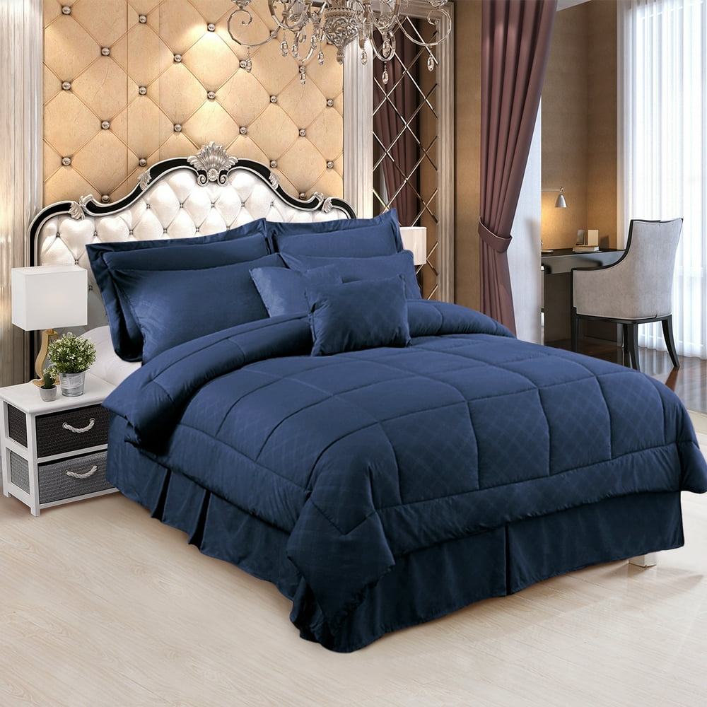 Bed in A Bag Cal King Comforter Set Bedding Set 10 Piece,Plaid Pattern