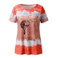 thumbnail image 3 of Gibobby Casual Playera de Manga Corta para Mujer casual para mujer Cuello redondo Tie Dye Impresión de manga corta Camiseta Blusa Tops(Vino,XL), 3 of 4