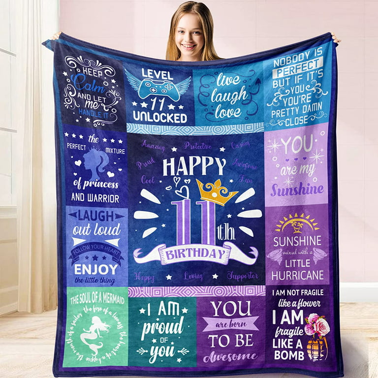  Birthday Gifts for 11 Year Old Girls Throw Blanket 60x50, 11  Year Old Girl Birthday Gifts, 11 Year Old Girl Birthday Gift Ideas, 11th  Birthday Gifts for Girls, Birthday Presents for