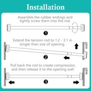 Godance Shower Curtain Rod, 27-76 inch Adjustable Spring Tension Curtain Rod, Heavy Duty Stainless Steel Shower Rod, No Drilling Shower Rod for Bathroom, Windows, Kitchen