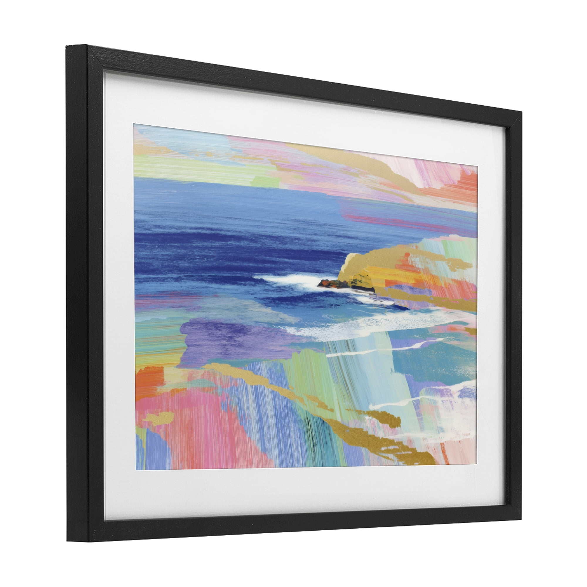 Stupell Industries Hawaii Coastline Abstraction Black Framed Print Under Glass, design by Chromatic Storm Studio