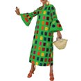 thumbnail image 1 of Fashnice Robe Longue pour Femmes Manches Maxi Robes à Carreaux Décontractées Fête Vert G, 1 of 2