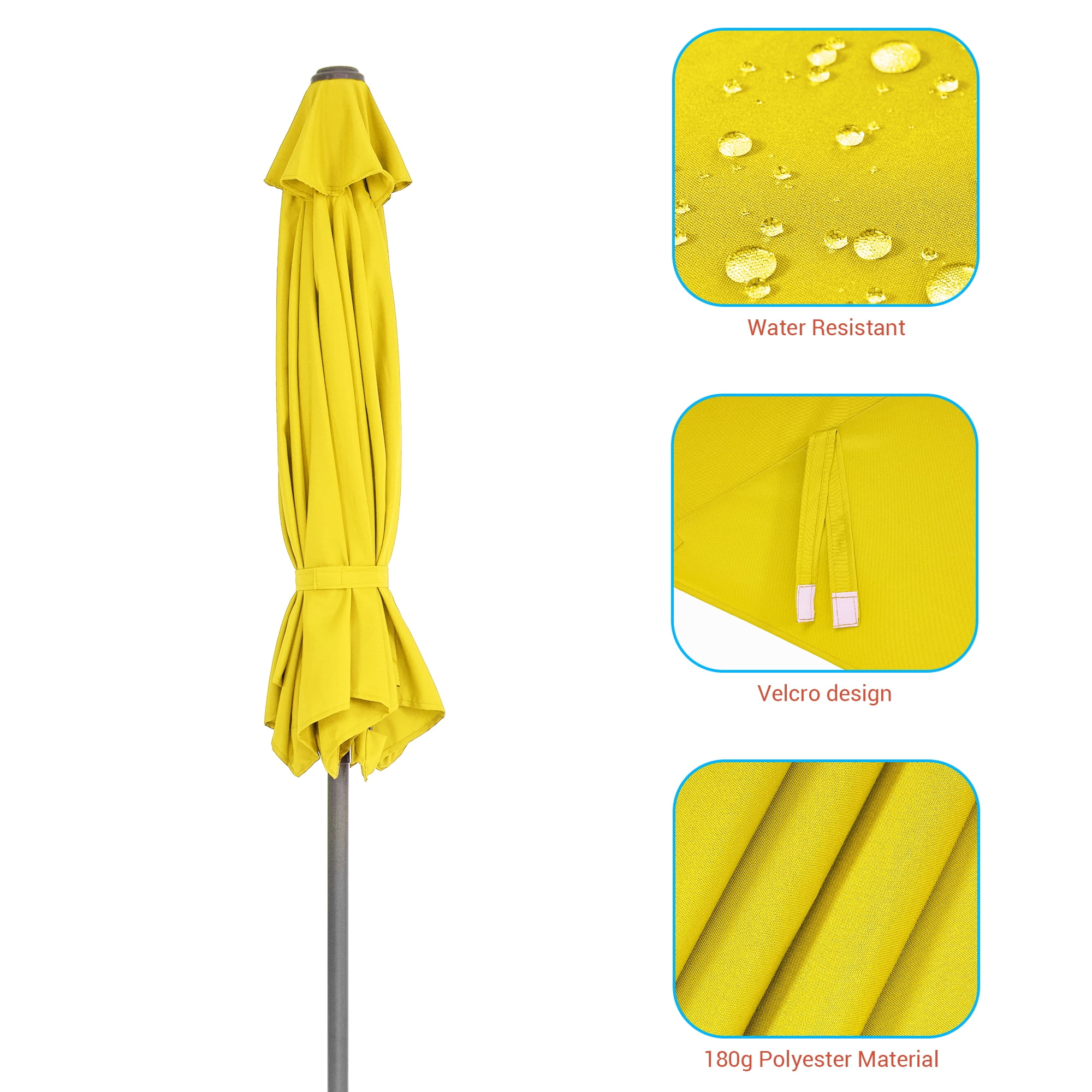 Sonerlic 7.5ft Round Outdoor Patio Shade Umbrella with Steel Frame for Yard,Garden,Poolside and Deck,Yellow