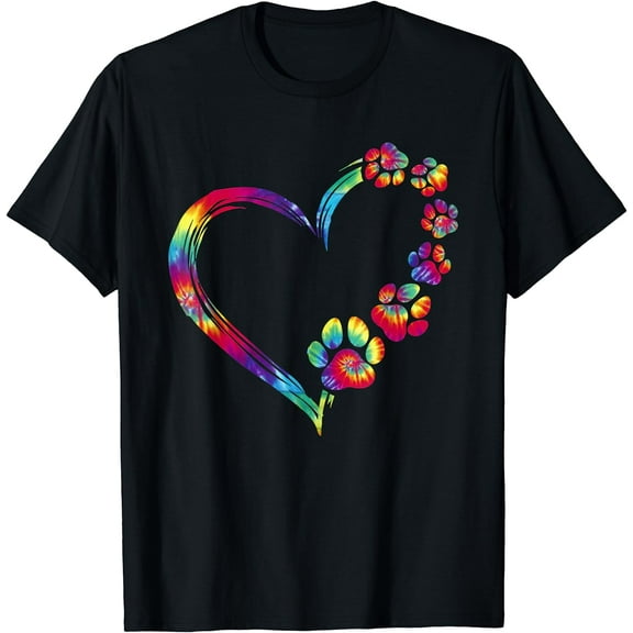 Dog Mom Dad Puppy Love Dogs Paw Print Heart Tie Dye Funny T-Shirt
