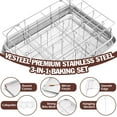 thumbnail image 3 of Vesteel 16 inch Air Fryer Basket Set, Stainless Steel Baking Pan with Rack and 36Pcs Meat Skewers for Baking, Roasting, and Healthy Cooking, Dishwasher Safe, 3 of 8