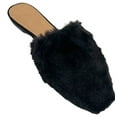 thumbnail image 3 of Bamboo Blog-75 Backless Slip On Faux Fur Mule Flats Women's Pointed Toe Slippers Shoes BLACK 7.5, 3 of 6