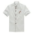 thumbnail image 1 of Uniforme de Chef Unisexe à Manches Courtes Chemise de Base de Chef pour Restaurant de Service Alimentaire de Boulangerie Taille g (Blanc), 1 of 8