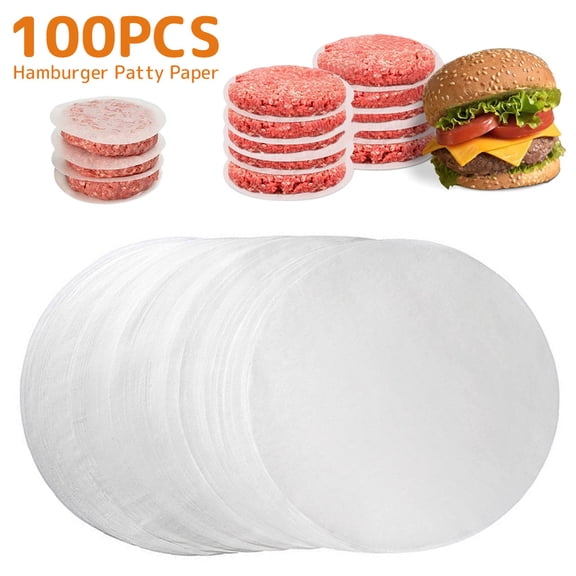 MTFun 100 Pieces Hamburger Patty Paper - Wax Papers to Separate Frozen Pressed Patties - Burger Sheets for Easy Release from Press - Perfect for BBQ