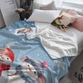 thumbnail image 3 of Christmas Cute Snowman Throw Flannel Blanket 40x50In Winter Snowflakes Blue Ombre Super Soft Cozy Bed Blanket, Lightweight Plush Fuzzy Bed Throw for Bedroom Sofa Couch Living Room, 3 of 4