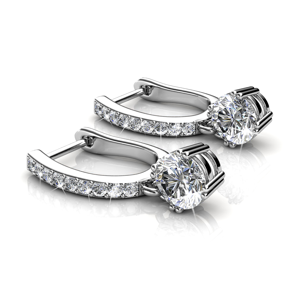 Cate & Chloe McKenzie 18K White Gold Drop Earrings with Crystals photo 8