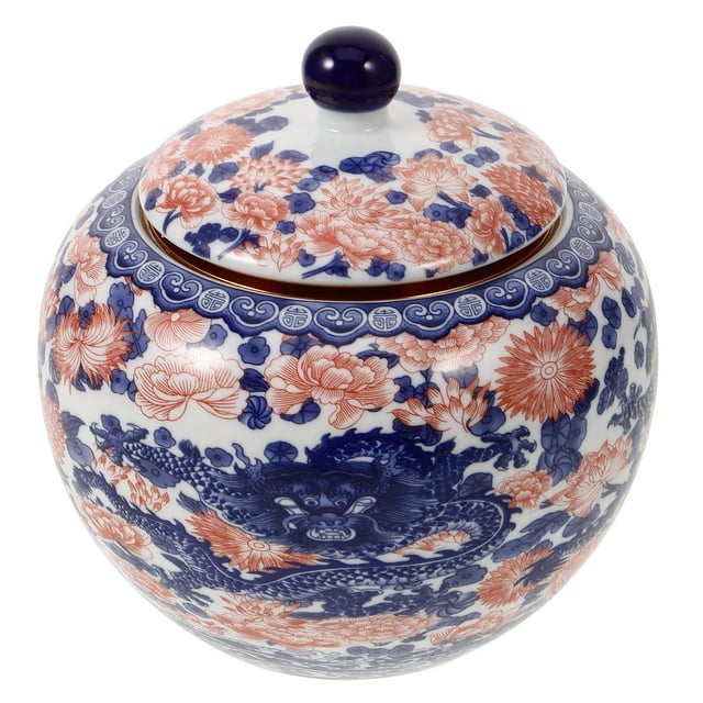 Miangastore Ceramic Tea Canister Traditional Tea Can Tea Jar Dried Fruit Holder Condiment Jar with Lid