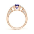 thumbnail image 2 of ANGARA Natural Three Stone Round 1.45 ct Tanzanite and Diamond Ring in 14K Rose Gold for Women (Size-7mm) | December Birthstone, Birthday, Anniversary, Jewelry Gift for Women | Natural Tanzanite Ring, 2 of 9