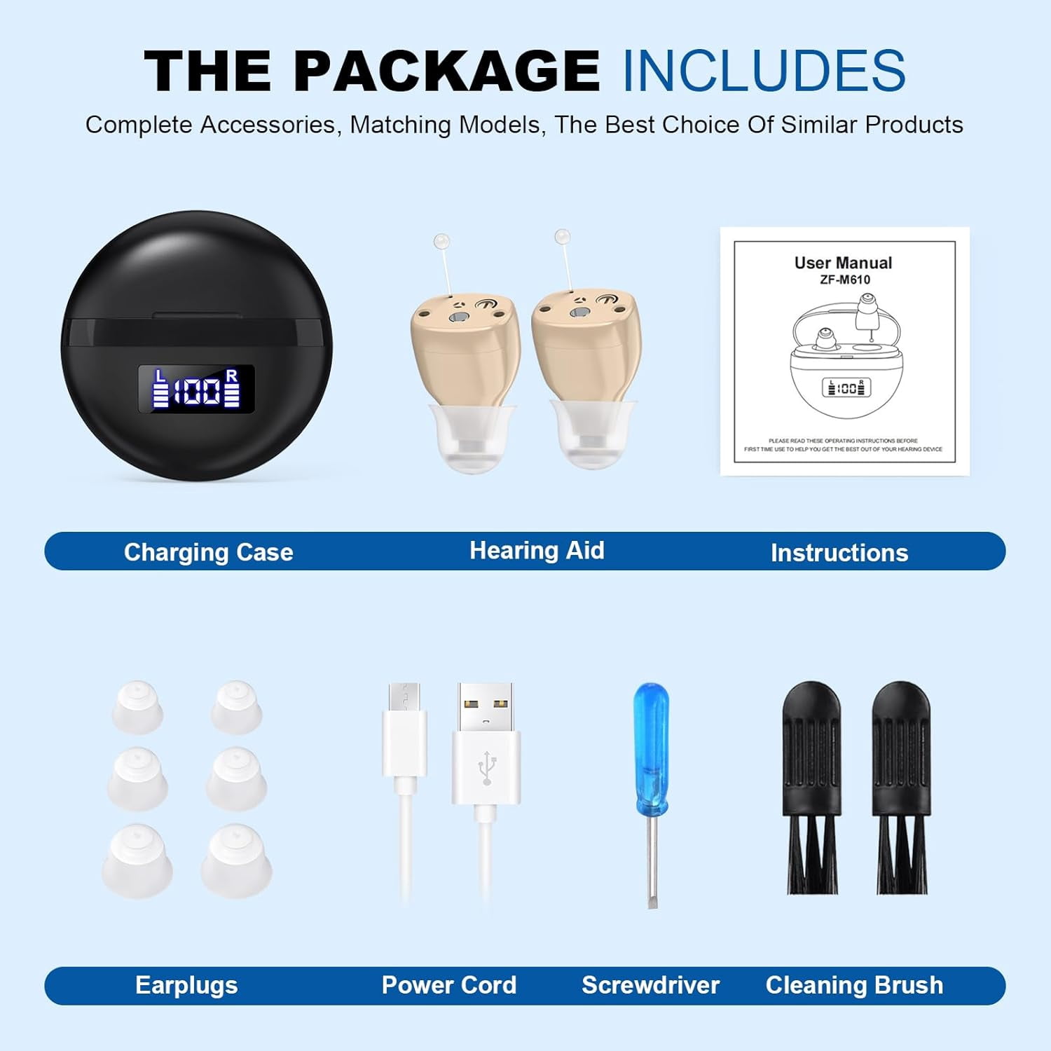 SUWU Rechargeable Digital Hearing Aids for the Elderly, Almost Invisible, with Noise Cancellation, Suitable for Hearing Loss Adults, Behind-the-Ear Hearing Aids, Easy to Control